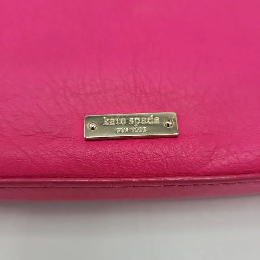 Kate Spade Carah Bright Peonypink Leather Crossbody Bag with Bow & Gold Stud